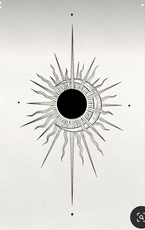 Japanese Sun Moon Tattoo, Night Sky Chest Tattoo, Moon Phases Tattoo Men, Celestial Sun Drawing, Sun Tattoo Cover Up Ideas, Sun Eclipse Tattoo, Black Out Tattoo Sun, Fibanocci Sequence Tattoos, Moon Tattoo Dark