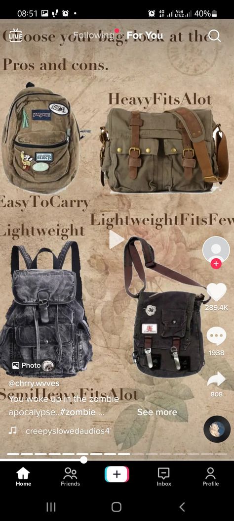 Backpack With Pins, Goblincore Outfits, Twilight Outfits, Messanger Bag, Backpack Essentials, Best Friend Activities, Inside My Bag, Alt Style, Organized Packing