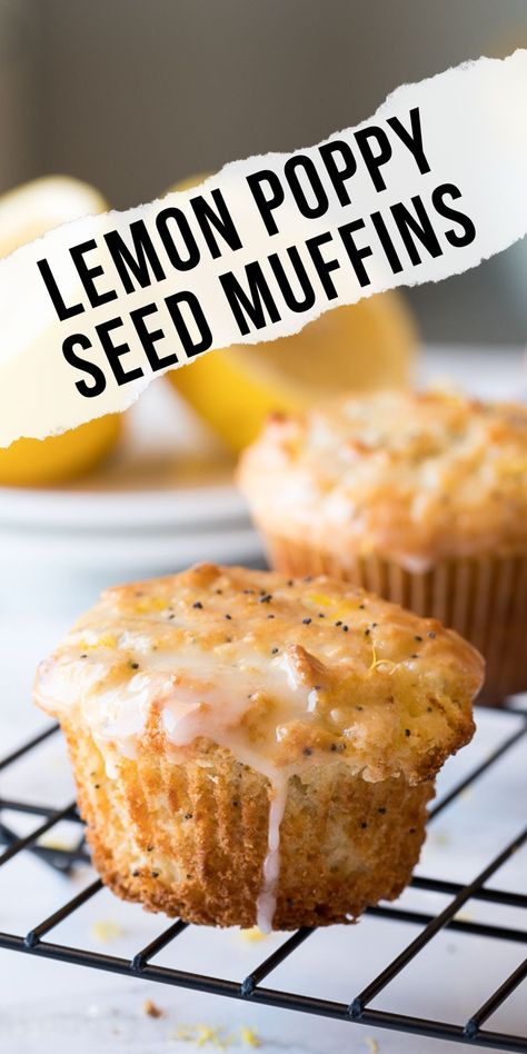 OMG! These Lemon Poppy Seed Muffins are so moist like a bakery, but super easy to make at home! Lemon Poppy Seed Scones, Mini Muffin Recipe, Lemon Poppy Seed Muffins, Seed Muffins, Bakery Style Muffins, Poppy Seed Muffins, Lemon Poppyseed Muffins, Lemon Poppy Seed, Lemon Muffins