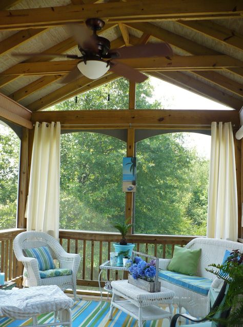 decorating screened porches | Decorating a Screened Porch — A Cultivated Nest Rustic Porch Ideas, Porch Kits, Porch Ceiling, Building A Porch, Rustic Porch, Summer Porch, Screen Porch, Casa Vintage, House With Porch