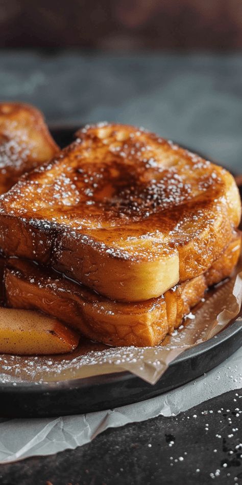 Apple Cinnamon French Toast [50 Minutes] – Chasety Apple Cider French Toast, Honey French Toast, Breakfast Photography Morning, Cinnamon French Toast Recipe, Apple Cinnamon French Toast, Apple Food, Apple French Toast, French Breakfast, Gourmet Breakfast