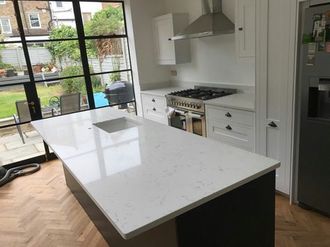 Island With Sink, Quartz Worktop, Sink In Island, Quartz Worktops, Ultimate Kitchen, Kitchen Refresh, Marble Quartz, Range Cooker, Breakfast Bars