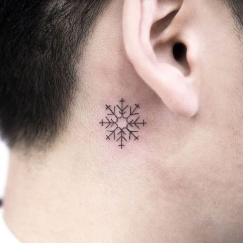 Snowflake Tattoo Behind Ear, Cute Behind The Ear Tattoos, High Heel Tattoos, Tattoo Behind The Ear, Heel Tattoos, Snowflake Tattoo, Behind The Ear Tattoos, Lightning Bolt Tattoo, Molecule Tattoo