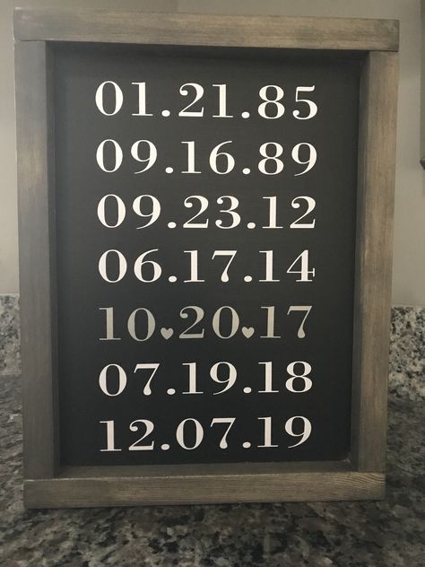 Modern Western Home Decor, Important Dates Sign, Grandparents Sign, Family Dates, Piano Wall, Random Decor, Scrabble Wall Art, Scrabble Wall, Anniversary Sign