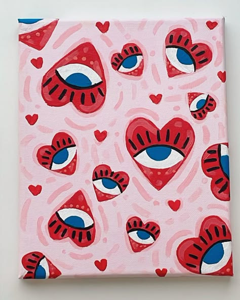 Handmade heart painting #art #painting #heart #hearteyes Heart Eye Painting, Heart Shaped Painting Ideas, Heart Shape Painting, Art Heart, Hearts Painting, Heart Painting Ideas, Heart Painting On Canvas, Heart Paintings, Heart Canvas Painting Ideas