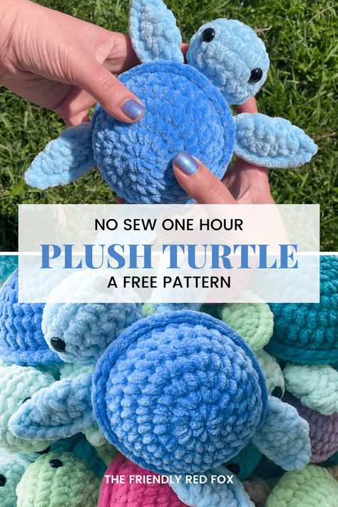 No Sew Crochet Turtle Amigurumi Plush No Sew Crochet, Turtle Amigurumi, Crochet Turtle Pattern, Amigurumi Minta, Amigurumi Plush, Easy Crochet Animals, Quick Crochet Patterns, Crochet Turtle, Crochet Animals Free Patterns