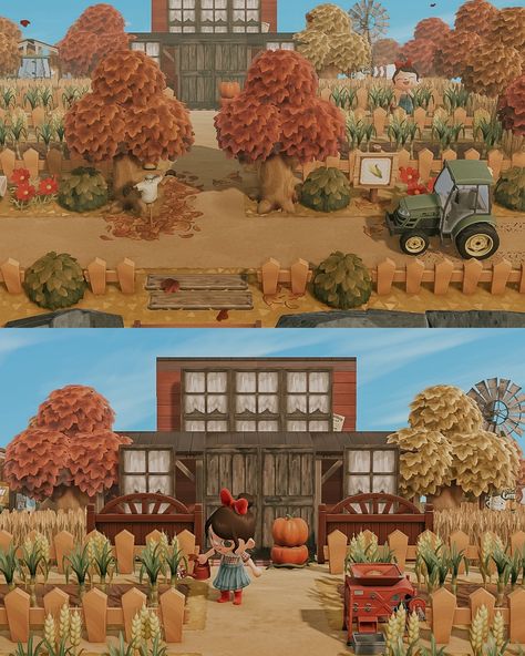 Cozy Monday on the farm 🍂🚜🌾 Thank you @acnhtreasureisland Animal crossing new horizons ACNH Nintendo switch wholesome gaming cozy design fall autumn cottagecore island idea inspiration aesthetic cosy decor build inspo game photography cute villagers small town vibes happy friendship towncore farm #cozyvibes #harvestseason #acnh #acnhfarm #animalcrossing Acnh Four Seasons Island, Acnh Homestead, Fall Animal Crossing Villagers, Acnh Culdesac Ideas, Fallcore Acnh, Farmcore Animal Crossing, Fall Animal Crossing, Towncore Acnh, Achn Ideas