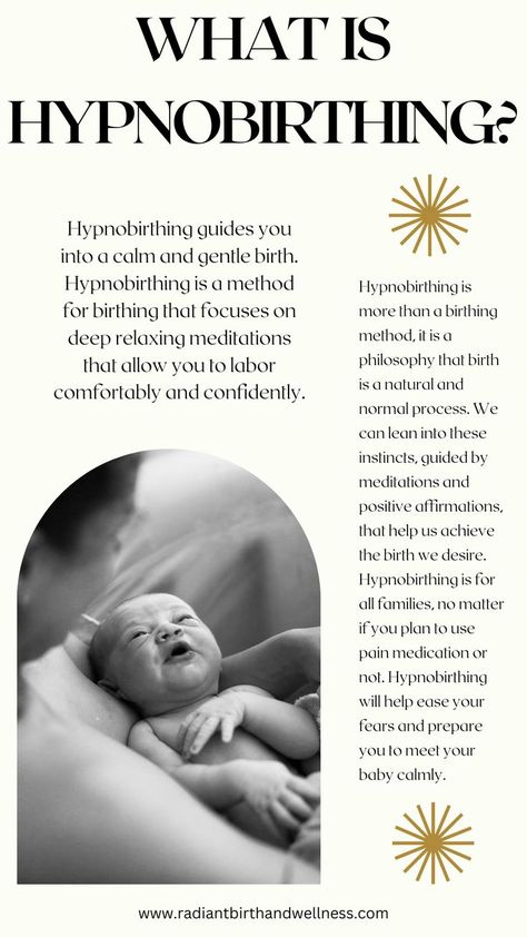 What is hypnobirthing? A guide to understanding hypnobirthing and the potential it has to make your birth more comfortable and easy. What Is Hypnobirthing, Hypno Birthing Affirmations, Doula Content, Birthing Techniques, Physiological Birth, Hypno Birthing, Labor Affirmations, Holistic Birth, Birthing Positions