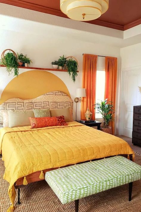 Here's how to get this funky, fun look in your own home. From patterns to colors, here's what you need to know. #eclectichomedecor #colorfulhomedecor #apartmentdecor #apartmentdecoratingonabudget #apartmentliving #smallspacedecorating #thespruce Mid Century Eclectic Bedroom, Boho Bedrooms, Mid Century Bedroom, Mid Century Modern Bedroom, Appartement Design, Eclectic Bedroom, Boho Bedroom Decor, Long Periods, Decoration Inspiration