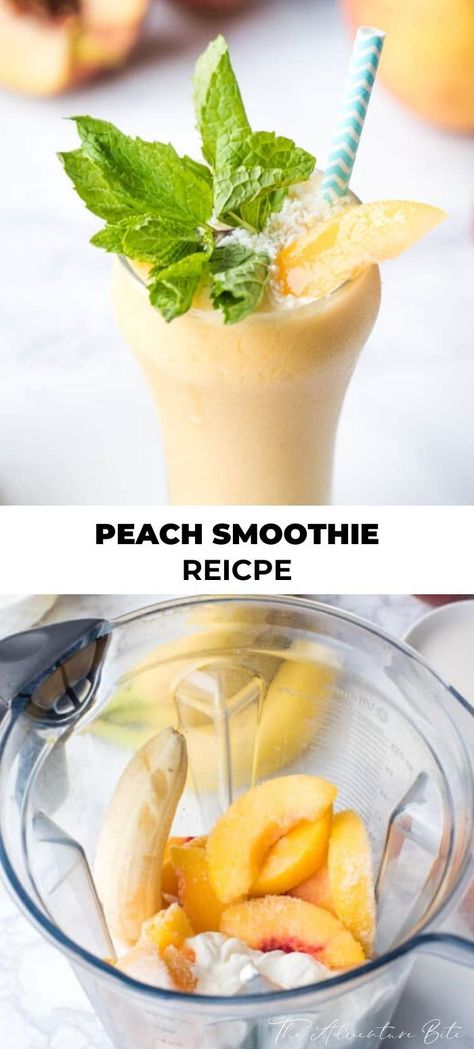 Easy Peach Smoothie Recipes, Fresh Peach Recipes Breakfast, Peach Yogurt Smoothie, Breakfast Peach, Almond Milk Smoothie, Peach Banana Smoothie, Peach Smoothie Recipes, Milk Banana, Recipe Smoothie