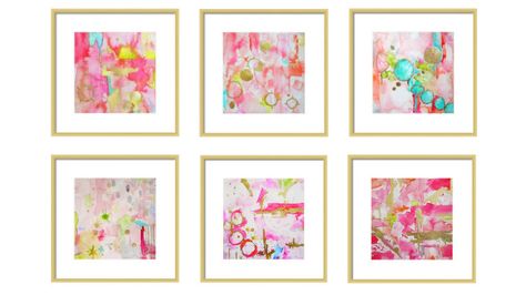 Set Of 4 Abstract Paintings, Colorful Bathroom Wall Art, Set Of 4 Prints Wall Art, Gallery Wall Dorm, Feeling Inspired, Art Prints Wall, Georgia On My Mind, Watercolor Abstract, Framed Abstract