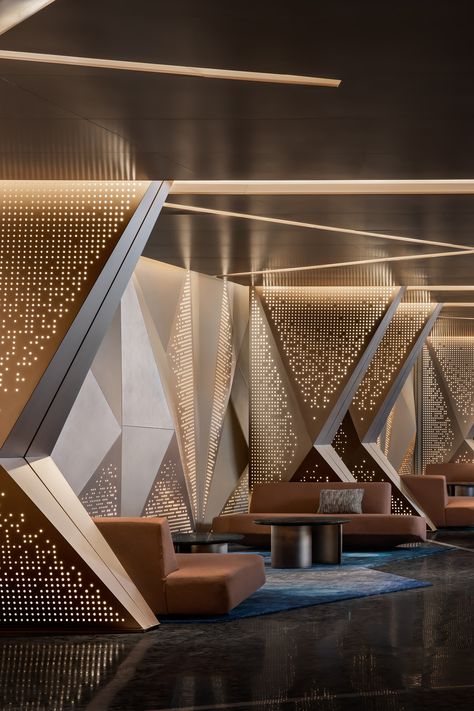 Modern Luxury Lobby Design, Lobby Inspiration, Fun Seating, Hotel Lobby Design, Lobby Interior Design, Lobby Interior, Fractal Patterns, Changsha, Hotel Interior Design