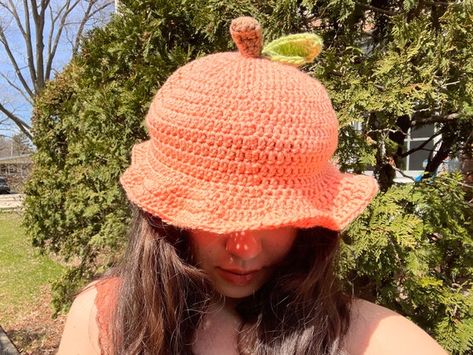 Crochet Bucket Hat Fruit, Crochet Fruit Bucket Hat, Fruit Bucket Hat Crochet, Crochet Pumpkin Bucket Hat, Fruit Hat Crochet, Crochet Fruit Hat, Fruit Bucket Hat, Crocheted Fruit, Fruit Bucket