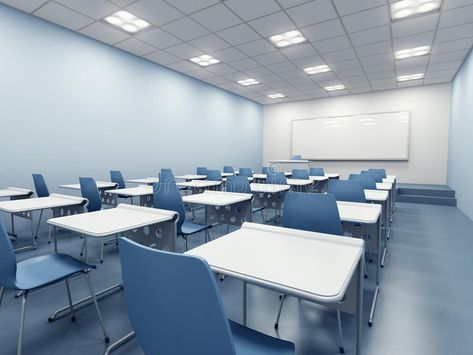 Modern classroom interior. Modern blue classroom. 3d rendering #Sponsored , #Ad, #Sponsored, #classroom, #rendering, #blue, #Modern Classroom Interior, School Building Design, Movable Walls, Modern Classroom, Panel Light, Under Cabinet Lighting, Learning Spaces, Office Interior Design, Building Design