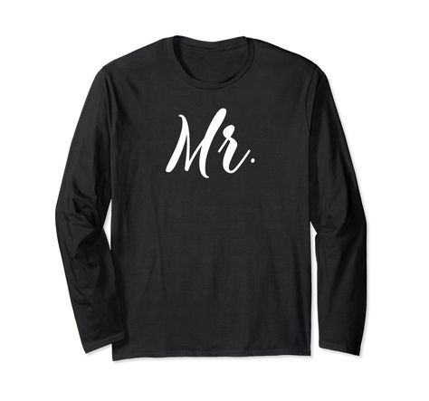 PRICES MAY VARY. Perfect Mr and Mrs long sleeve t-shirts for honeymoon. This shirt says Mr, and will make every husband smile. Pair this Mr long sleeve shirt with the matching Mrs long sleeve to make a beautiful t-shirt gift set for couples, newlyweds. Every husband will love to wear this cute Mr long sleeve t-shirt to show he is married or a new Mr, on his honeymoon, to celebrate his wedding anniversary, or just because. A great Mr long sleeve t-shirt gift from his wife for Christmas, or his bi Honeymoon Couples, Couple Matching Outfits, Honeymoon Shirts, Couple Matching, Matching Gifts, Wedding Matches, Mr And Mrs, Engagement Wedding, Matching Outfits