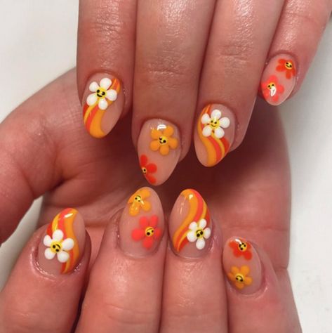 Colorful Fun Nails, Ideas Uñas, Retro Nails, Hippie Nails, Summery Nails, Spring Nail Art, Nail Designs Spring, Funky Nails, Pretty Acrylic Nails