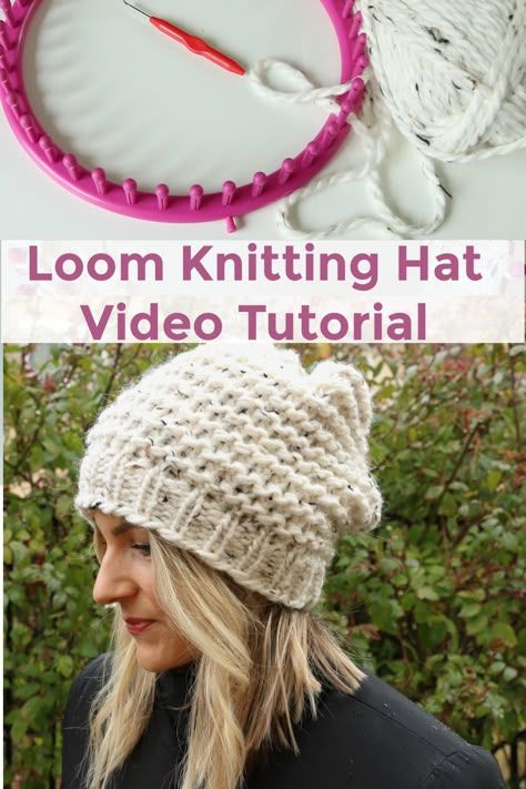 Bralette Knitting Pattern, Loom Knitting Hat, Beanie Tutorial, Loom Knitting Tutorial, Beanie Pattern Free, Loom Knit Hat, Headband Knit, Beanie Knitting Patterns Free, Head Warmer