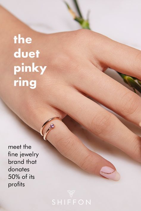 The Duet Pinky Ring: Giving Back is the New Luxury. 50% of profits fund female empowerment grants. It's a daily reminder of the pinky pledge taken to support women. The Duet Pinky Ring is adjustable to any size. Two stones in the band symbolize one woman supporting another. It's the best gift for sustainable jewelry, women empowerment, feminists or anyone. The design is timeless, classic and meaningful. Pinky Finger Rings For Women, Pinky Ring For Women Unique, Small Finger Ring, Silver Pinky Ring For Women, Pinky Finger Ring Women, Little Finger Rings For Women, Pinkie Rings For Women, Pinky Ring For Women, Pinky Rings For Women