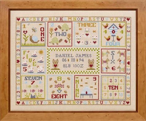 123 Count  with Me Birth Sampler Birth Cross Stitch, Stitching Designs, Cross Stitch Numbers, Birth Sampler, Sampler Cross Stitch, Tapestry Kits, Beautiful Cross Stitch, Cross Stitch Baby, Cross Stitch Samplers