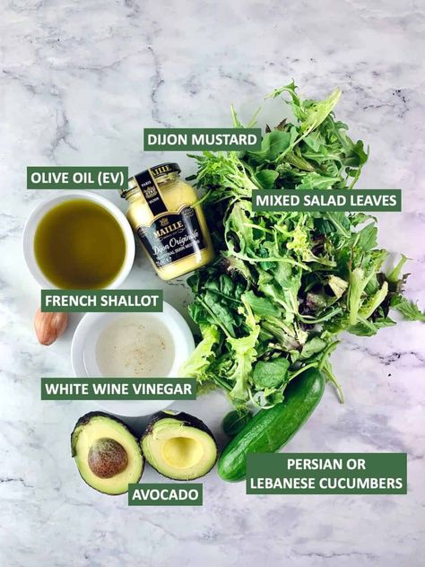 INGREDIENTS FOR FRENCH GREEN SALAD French Green Salad Recipes, French Inspired Salads, Classic French Salad, Mixed Green Salad Recipes, Green Leafy Salad Recipe, Basic Green Salad, Best Simple Tossed Green Salad, Easy Leafy Green Salads, Green Salad Recipes Healthy