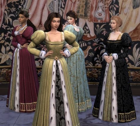 Medieval Noble, Sims 4 Medieval, Medieval Queen, Sims 4 Decades Challenge, Tudor Dress, Sims Medieval, Royal Clothes, Let The Games Begin, Medieval Clothes