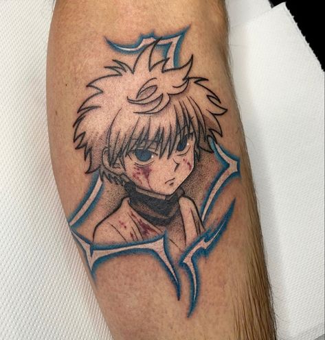 Killua Lightning Tattoo, Cute Tattoos Anime, Hunter X Hunter Tattoo Killua, Gon And Killua Tattoo, Killua Tattoo Ideas, Killua Tattoo Design, Killua Lightning, Hunterxhunter Tattoo, Killua Drawing