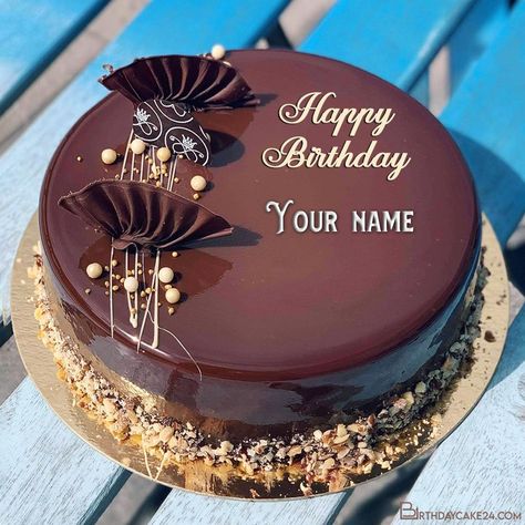 Customize Happy Chocolate Birthday Cake With Name Best Birthday Cake Images, Cake Name Edit, Happy Birthday Cake Writing, Chocolate Cake With Name, Chocolate Cake Images, Happy Birthday Chocolate Cake, Birthday Cake Write Name, Red Birthday Cakes, Birthday Cake Writing