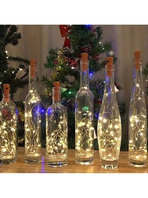 Warm White  Collar  PVC   Embellished   Event & Party Supplies Wine Bottle Wedding Centerpieces, Wine Bottle Lights, Wine Bottle Centerpieces, Glow Party Supplies, Lighted Wine Bottles, Glow Party, Bottle Lights, Fairy String Lights, Wedding Crafts