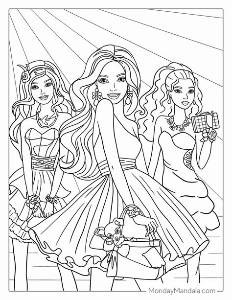 Barbie Y Ken, Free Barbie, Barbie Printables, Barbie Drawing, House Colouring Pages, Barbie Coloring Pages, Barbie Coloring, School Coloring Pages, Summer Coloring Pages