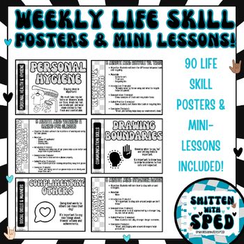 Enhance your students' real-world LIFE skills with this comprehensive bundle of 90 Life Skill Posters and 5 Minute Mini-Lessons! 90 Life Skills included so that a teacher can pick and choose a weekly plan for the school year based on the specific needs of YOUR students.   This resource is not grade level specific, and it can easily be used for little learners all the way up to older learners as they work on developing essential LIFE skills. Life Skills Activities For Kids, Functional Life Skills Special Education, Life Skills Kids, Life Skills Class, Functional Life Skills, Life Skills Lessons, Living Skills, Life Skills Special Education, Independent Living