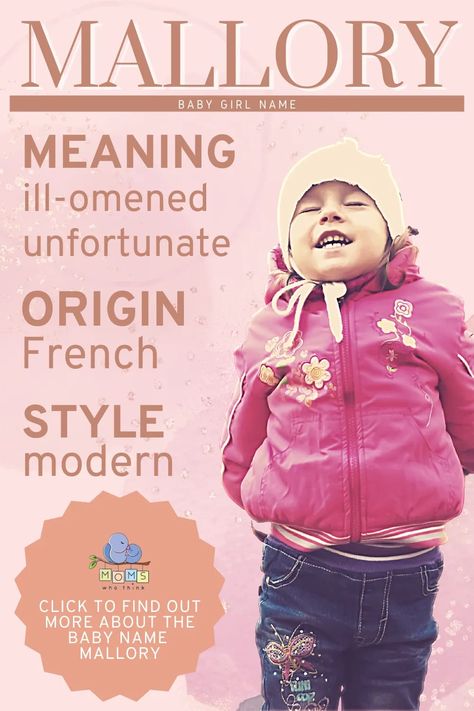 Mallory has a very unfortunate meaning, as its French meaning actually is “unfortunate.” Despite this, in the 1980s, Mallory was a very popular name for girls, even reaching the top 100 list. It is still in use today though and offers a great opportunity for a tomboy-like name. #girlname #babyname M Baby Girl Names, The Problem With Forever, Last Name Meaning, Baby Name Meaning, Middle Names For Girls, Middle Names, Professional Tennis Players, Creative Names