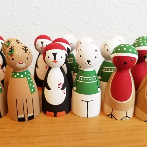 Polar Bear Peg Doll, Christmas Peg Dolls Diy, Winter Peg Dolls, Christmas Peg Doll Ideas, Peg Doll Ideas, Christmas Peg Dolls, Peg Doll Christmas, Cute Stocking Stuffers, Cute Stocking