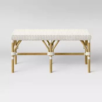 Statement Furniture : Target Woven Bench, Statement Furniture, Off White Paints, Take Off Your Shoes, Cozy Pillow, Bedroom Bench, Neutral Color Scheme, White Furniture, Transitional Design