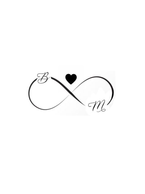 Infinity Tattoo With Letters Initials, M Initial Tattoo, Heart With Infinity Tattoo, D Tattoo, Infinity Heart, Infinity Tattoo, Tatting, Initials, Tattoos