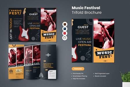 2103164 Music Festival Trifold Brochure GBGW6JY Photoshop PSD, AI, EPS | 7 Mb Download Directly from FreePSDvn's Server Music Festival Trifold Brochur... Music Festival Brochure, Music Brochure, Event Ads, Festival Brochure, Unique Brochures, Event Brochure, Social Media Image, Logo Video, Make A Logo