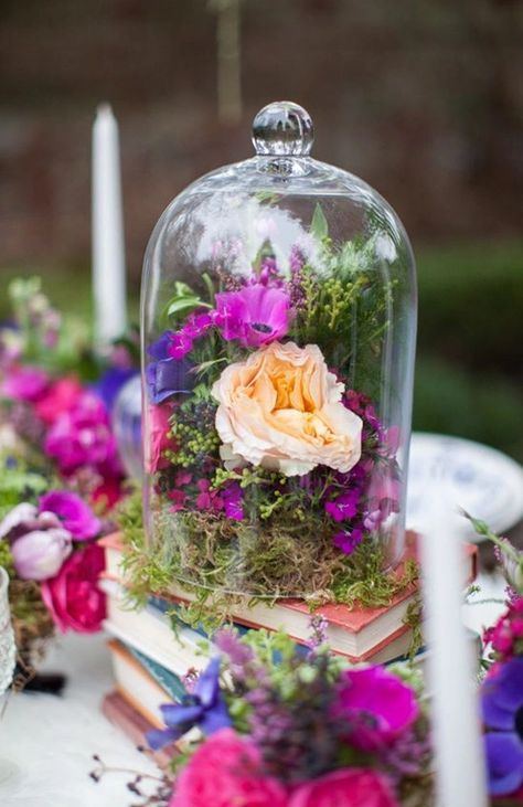 Alice In Wonderland Wedding Ideas Literary Wedding, Secret Garden Parties, Wedding Reception Table Decorations, Garden Bridal Showers, Alice In Wonderland Wedding, Earthy Wedding, Reception Table Decorations, Tafel Decor, Wedding Reception Tables