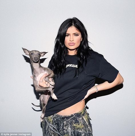 Hanging with her pooch: Kylie posted another shot of herself with her dog Norman on Saturd... Kylie Jenner Dogs, Kylie Jenner Fotos, Stile Kylie Jenner, Kylie Jenner News, Look Kylie Jenner, Looks Kylie Jenner, Trajes Kylie Jenner, Estilo Kylie Jenner, Very Important Person