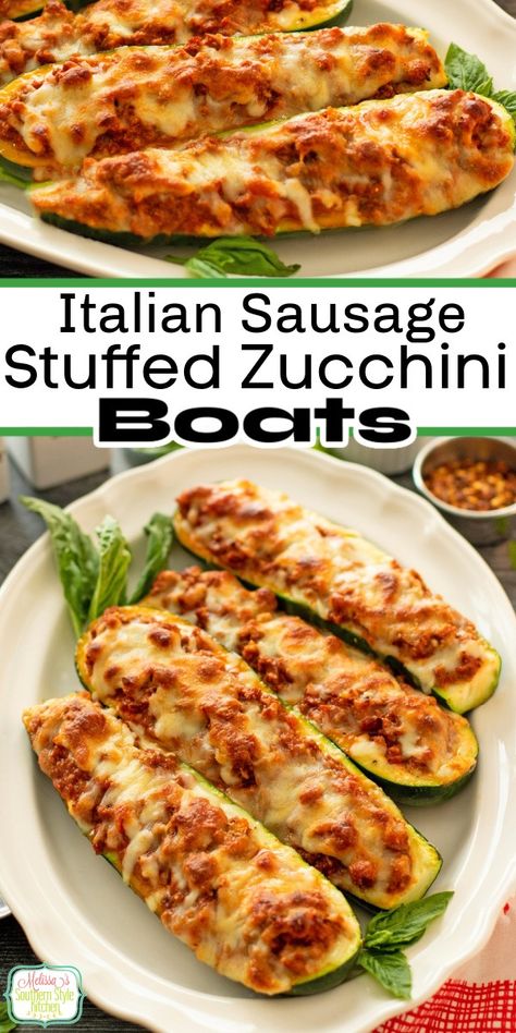 Stuffed Zucchini Boats Sausage Stuffed Zuchini Baking Recipes, Zucchini Boat Recipes Sausage, Zucchini Boats Easy, Zucchini Sausage Boats, Stuffed Zucchini Boats With Ricotta, Stuffed Zucchini Boats With Spinach And Ricotta, Zucchini Boats With Ricotta Cheese, Italian Sausage Healthy Recipes, Zucchini And Pork Recipes