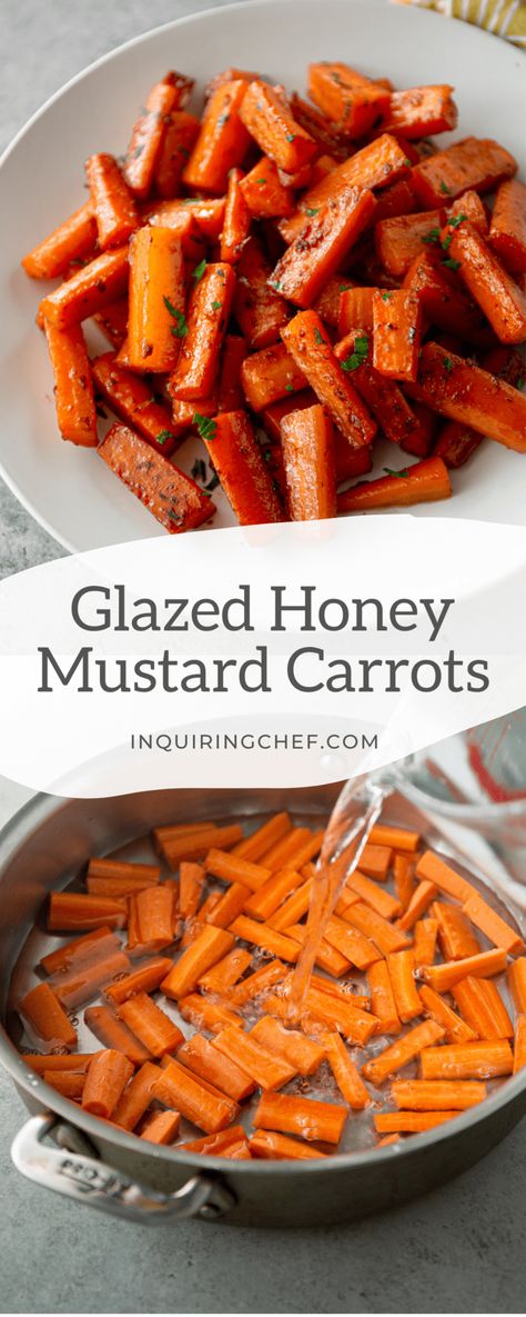 Mustard Carrot Recipes, Honey Mustard Roasted Carrots, Honey Mustard Vegetables, Honey Mustard Glazed Carrots, Honey Mustard Carrots Recipe, Carrots On Stovetop, Braised Carrots Recipe, Honey Carrots Stovetop, Honey Mustard Carrots