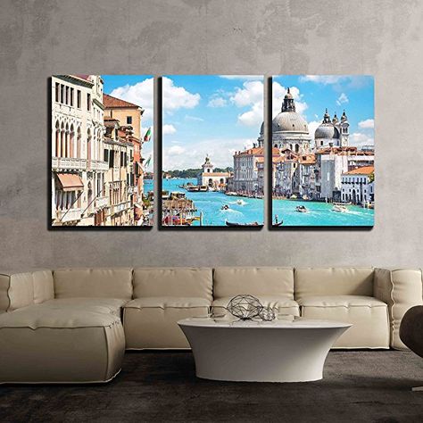 AmazonSmile: wall26 - 3 Piece Canvas Wall Art - Landscape with Mountains Trees and a River in Front - Modern Home Decor Stretched and Framed Ready to Hang - 24"x36"x3 Panels: Posters & Prints Modern Home Art, Art Idea, Art Landscape, Artist Canvas, Venice Italy, Canvas Pictures, Posters Prints, Santa Maria, Modern Home