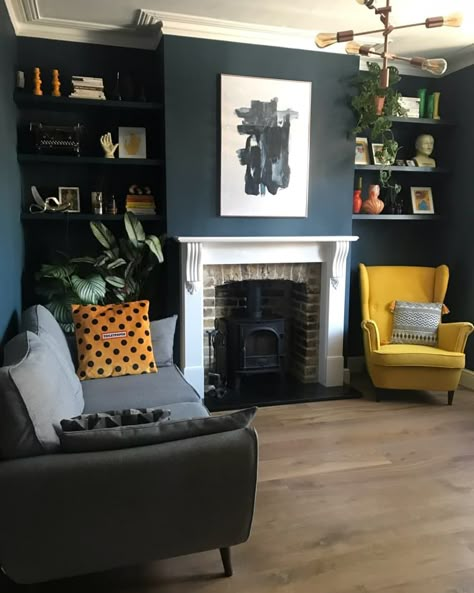 Alcove Shelves, Living Room Transformation, Victorian Living Room, Dark Living Rooms, Cosy Living Room, Living Room Update, Lounge Ideas, Room Transformation, Style Deco