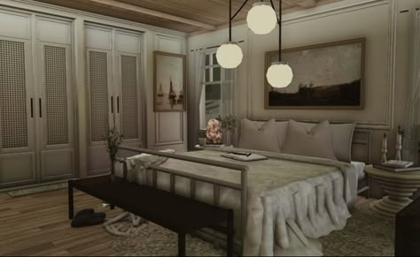 Bloxburg Cottage Core Bedroom Ideas, Bloxburg Chill Room Ideas, Bloxburg Bedroom Vintage, Bloxburg Interior Ideas Bedroom, Realistic Bedroom Bloxburg, Bloxburg Parents Bedroom Ideas, Bloxburg Realistic Bedroom, Bloxburg House Bedroom, Bloxburg Bedroom Ideas Aesthetic