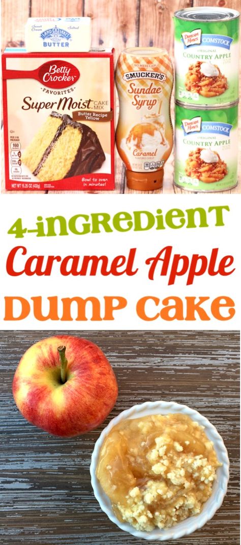 Dump Cake With Pie Filling, Cake With Pie Filling, Apple Dump Cake With Pie Filling, Apple Dump Cake Recipe, Apple Dump Cake, Caramel Apple Dump Cake, Recipes Using Cake Mix, Caramel Apples Easy, Dump Cake Recipe