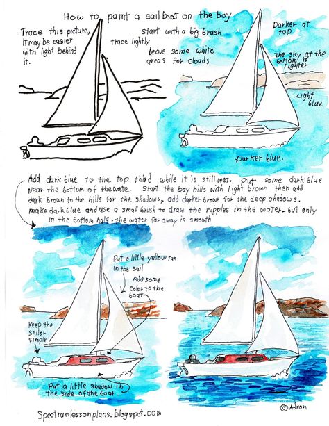 Watercolor Sailboat, Fauna Marina, Sailboat Design, Parent Teacher, Sailboat Painting, Art Worksheets, Gain Confidence, Boat Art, Boat Painting