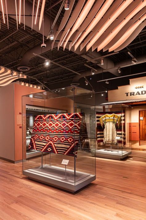 Frameless Glass Display Cases for the beautiful Museum of Indian Arts & Culture in Santa Fe, New Mexico. Designed by Zone Display Cases Textile Museum Display, Table Top Display Case, Museum Display Cases, Freestanding Wall, Wall Display Case, Indian Museum, Hidden Lighting, Museum Exhibition Design, Indian Arts