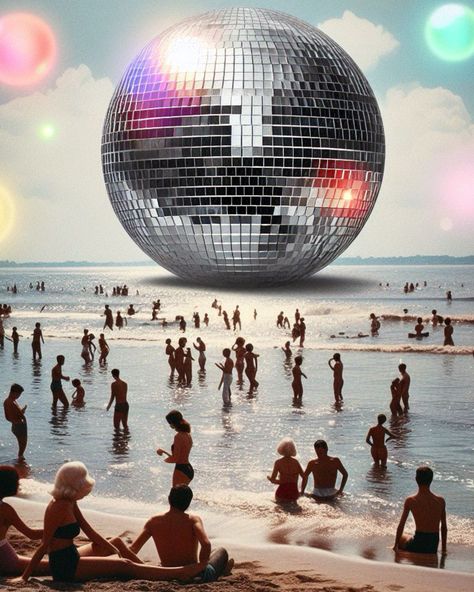 80s Pool Party, Disco Restaurant, Disco Brunch, Retro Beach Party, Retro Surrealism, Disco Flyer, Surreal Collage Art, Music Review, Techno Party