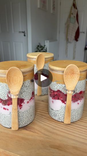 81K views · 1K reactions | Quite possibly the tastiest vegan breakfast meal prep I’ve ever made! Layers of creamy chia pudding, raspberries, coconut yogurt and topped with blackberries and peanut butter 💕 recipe 👇🏼

Add 1 cup of chia seeds (I use @myvegan), 2 tablespoons of thick coconut yogurt (I use @coconutcollab) 1 tbsp vanilla extract, 2 tbsp maple syrup and 4 cups soy milk to a bowl and mix well, making sure there are no lumps. Put in the fridge and leave for 3 hours or overnight. Layer up in jars or a bowl with coconut yogurt, raspberries and top with peanut butter, extra berries and you can also add granola.

#veganbreakfast #mealprep #veganmealprep #healthybreakfast #chiapuddingrecipe | Vegan Explorer Girl | Vegan Explorer Girl · Original audio Vegan Breakfast Meal Prep, Yogurt Raspberries, Breakfast In A Jar, Chia Pudding Recipes, Breakfast Meal, Vegan Meal Prep, Coconut Yogurt, Peanut Butter Recipes, Breakfast Meal Prep