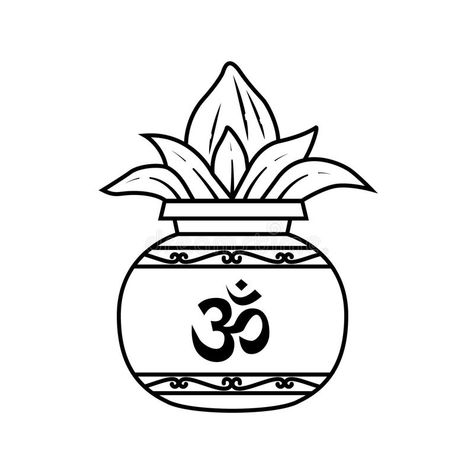 Kalash royalty free illustration Kalasham Designs, Kalasam Drawing, Kalash Drawing Easy, Dhanteras Drawing, Kalash Drawing, Ganesha Craft, Rangoli Sketch, Redium Design, Kalash Design