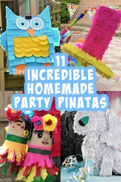 Homemade pinatas for every occasion, like a minecraft pinata, unicorn party or ring pop pinata. These homemade pinatas are sure to be a big hit at any kids Birthday party. Homemade Pinata Ideas, How To Make A Pinata Diy, Diy Pinata Easy How To Make, Homemade Piñata, Diy Pinatas, Pinata Unicorn, Minecraft Pinata, Homemade Pinata, How To Make Pinata