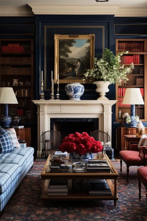 50+ Old Money Living Room Decor Ideas Room With Black Walls, Old Money Living Room, Ralph Lauren Home Living Room, Moody Rooms, Decorate A Room, Family Room Decor, English Decor, Living Room Decor Ideas, Beauty Inspo